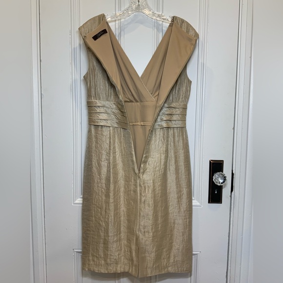 Jessica V Neck Gold Shimmery Fully Lined Cocktail Dress - Size 10 - Picture 3 of 5